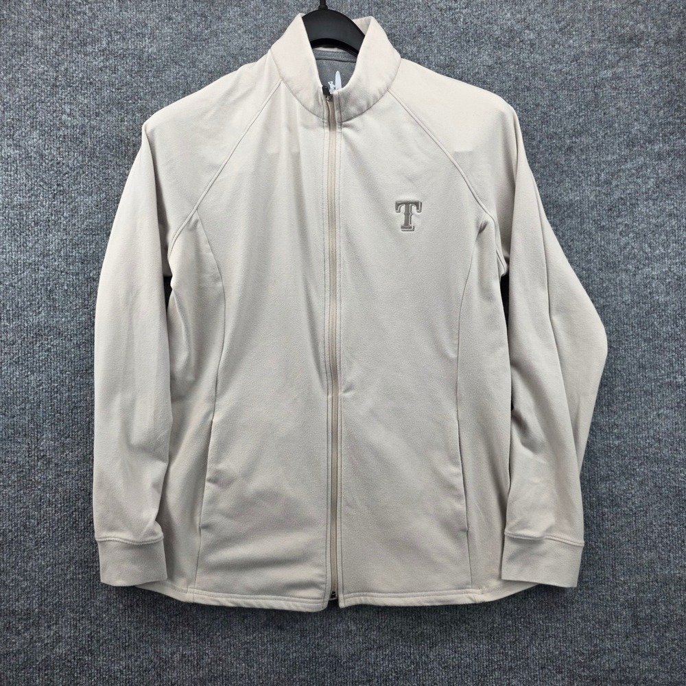 Johnnie-O Women's Light Beige Quarter Zip Pullover Fleece Jacket Texas Rangers L